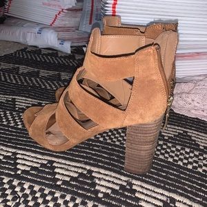 Brown suede heels